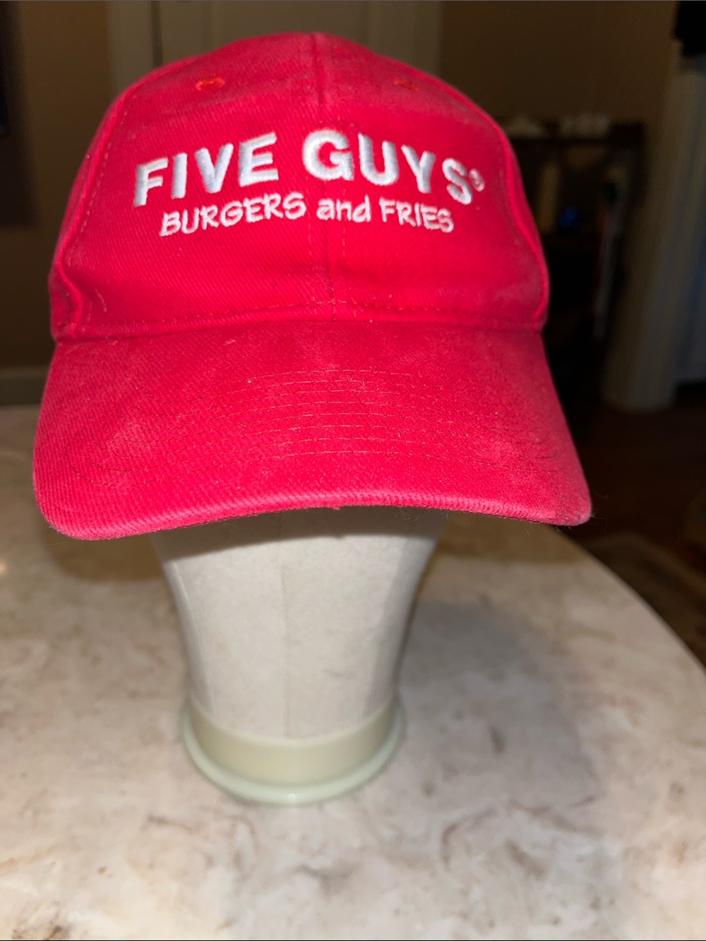 ‘FIVE GUYS' Red Cap with White Embroidered Logo